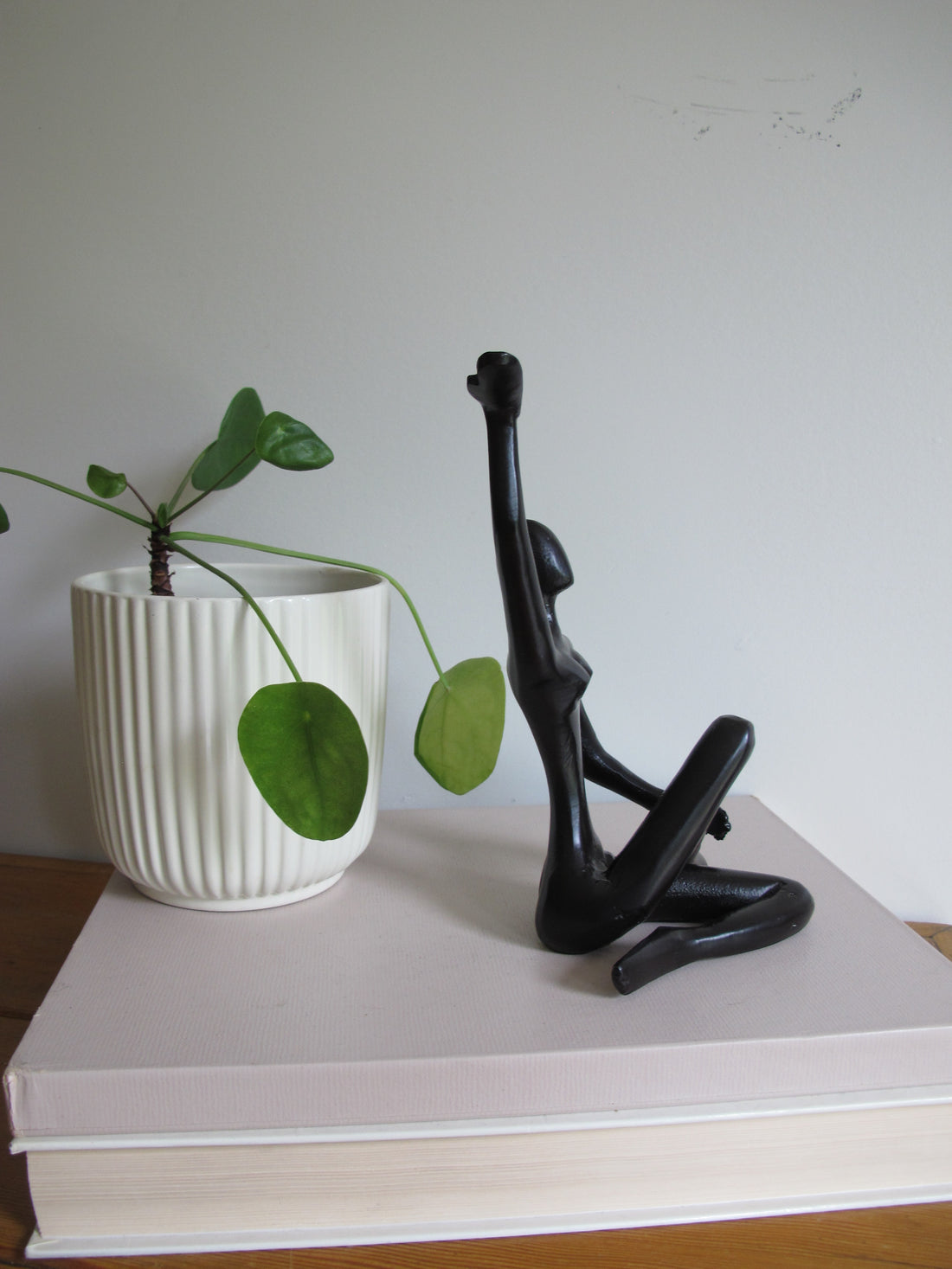 Metal Statue Female Figure Vintage Black Finish