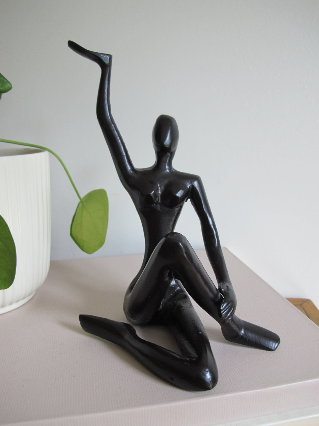 Metal Statue Female Figure Vintage Black Finish