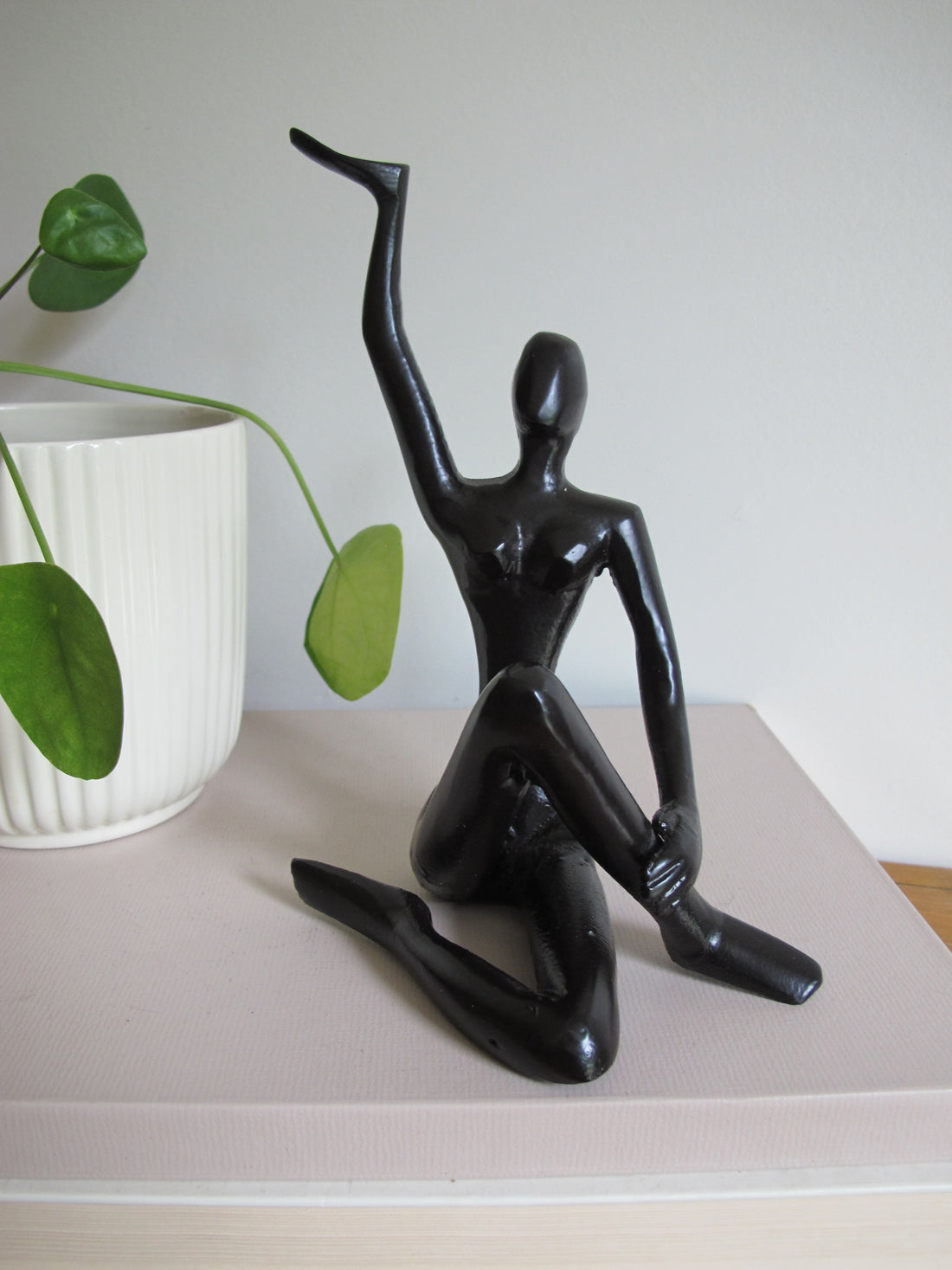 Metal Statue Female Figure Vintage Black Finish