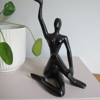 Metal Statue Female Figure Vintage Black Finish