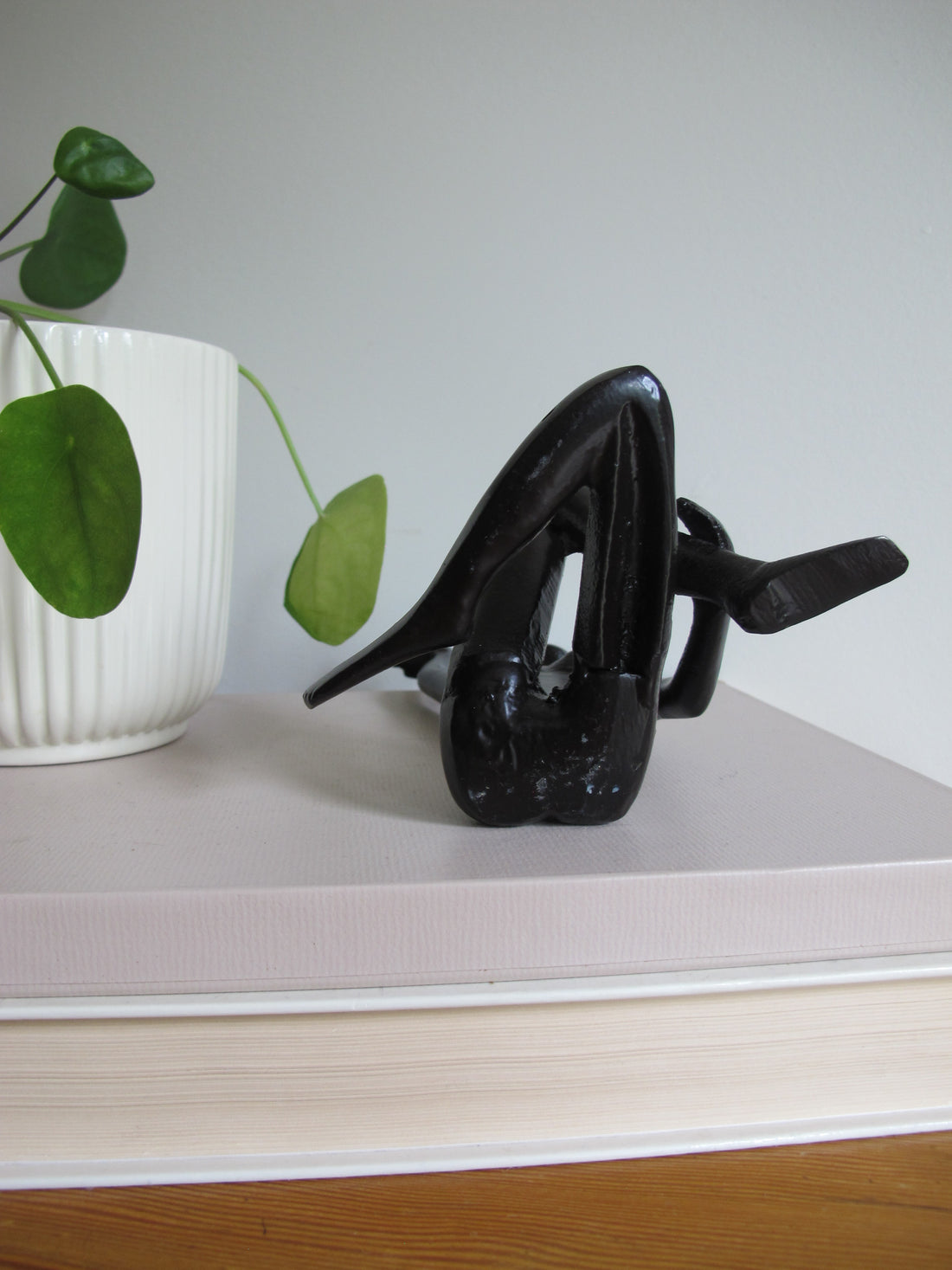 Metal Statue Female Figure Vintage Black Finish