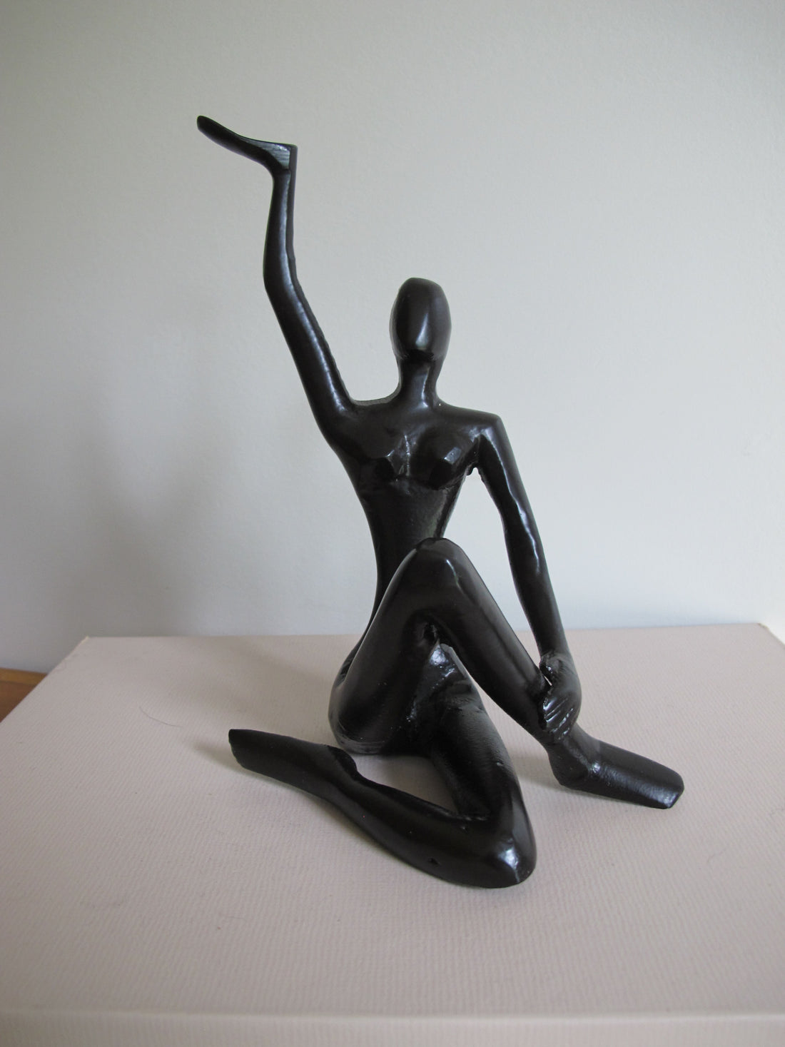 Metal Statue Female Figure Vintage Black Finish