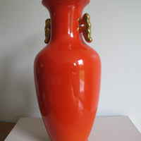 Vase Chinese Persimmon Vintage Chinoiserie Porcelain Bird Art - Not Signed or Stamped