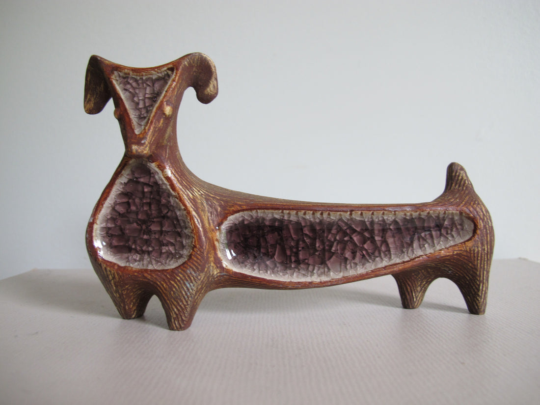 Jonathan Adler Glass Menagerie Dachshund Sculpture Figure Pottery