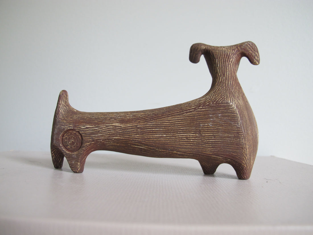 Jonathan Adler Glass Menagerie Dachshund Sculpture Figure Pottery