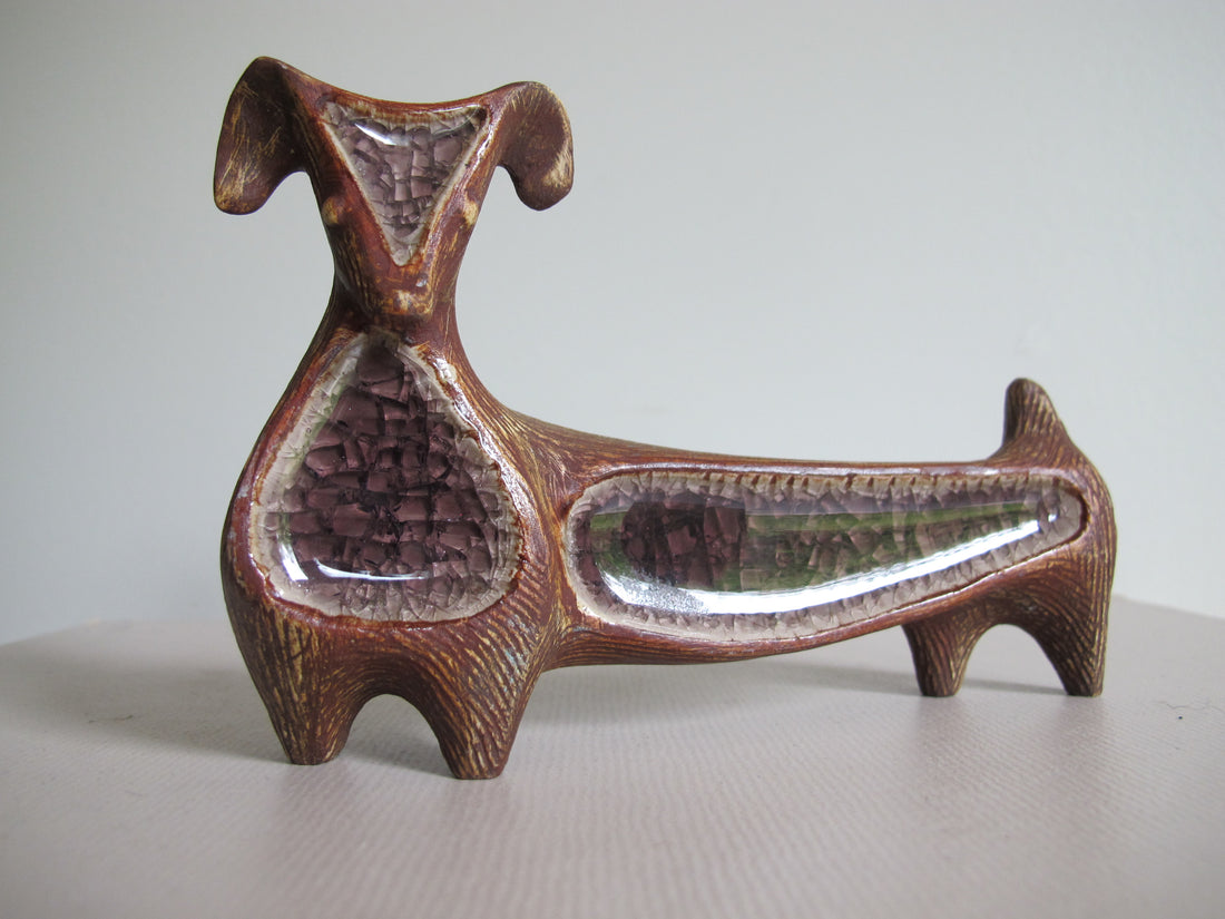 Jonathan Adler Glass Menagerie Dachshund Sculpture Figure Pottery