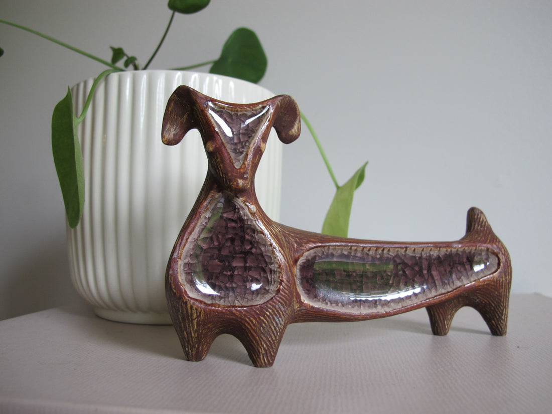 Jonathan Adler Glass Menagerie Dachshund Sculpture Figure Pottery