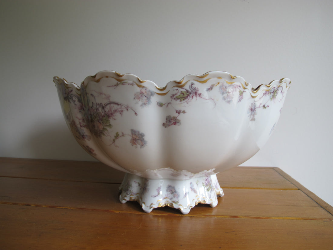 Antique Haviland France Hand-Painted Porcelain Bowl 