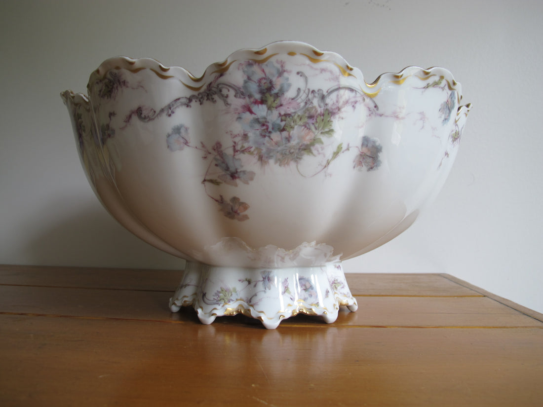 Antique Haviland France Hand-Painted Porcelain Bowl 