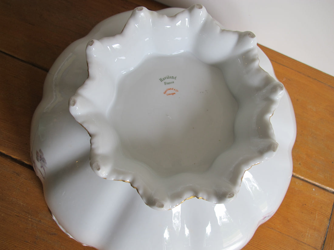 Antique Haviland France Hand-Painted Porcelain Bowl 