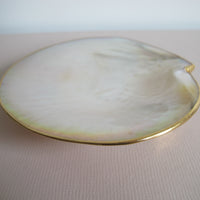 Shell Caviar Dish Mother of Pearl Indonesia With Gold Trim and Legs
