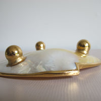 Shell Caviar Dish Mother of Pearl Indonesia With Gold Trim and Legs