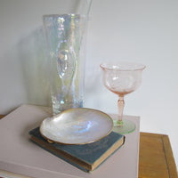 Shell Caviar Dish Mother of Pearl Indonesia With Gold Trim and Legs