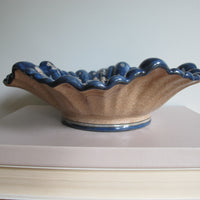 Vintage Biagioli Scalloped Bowl Gubbio Italy Blue & White Studio Pottery
