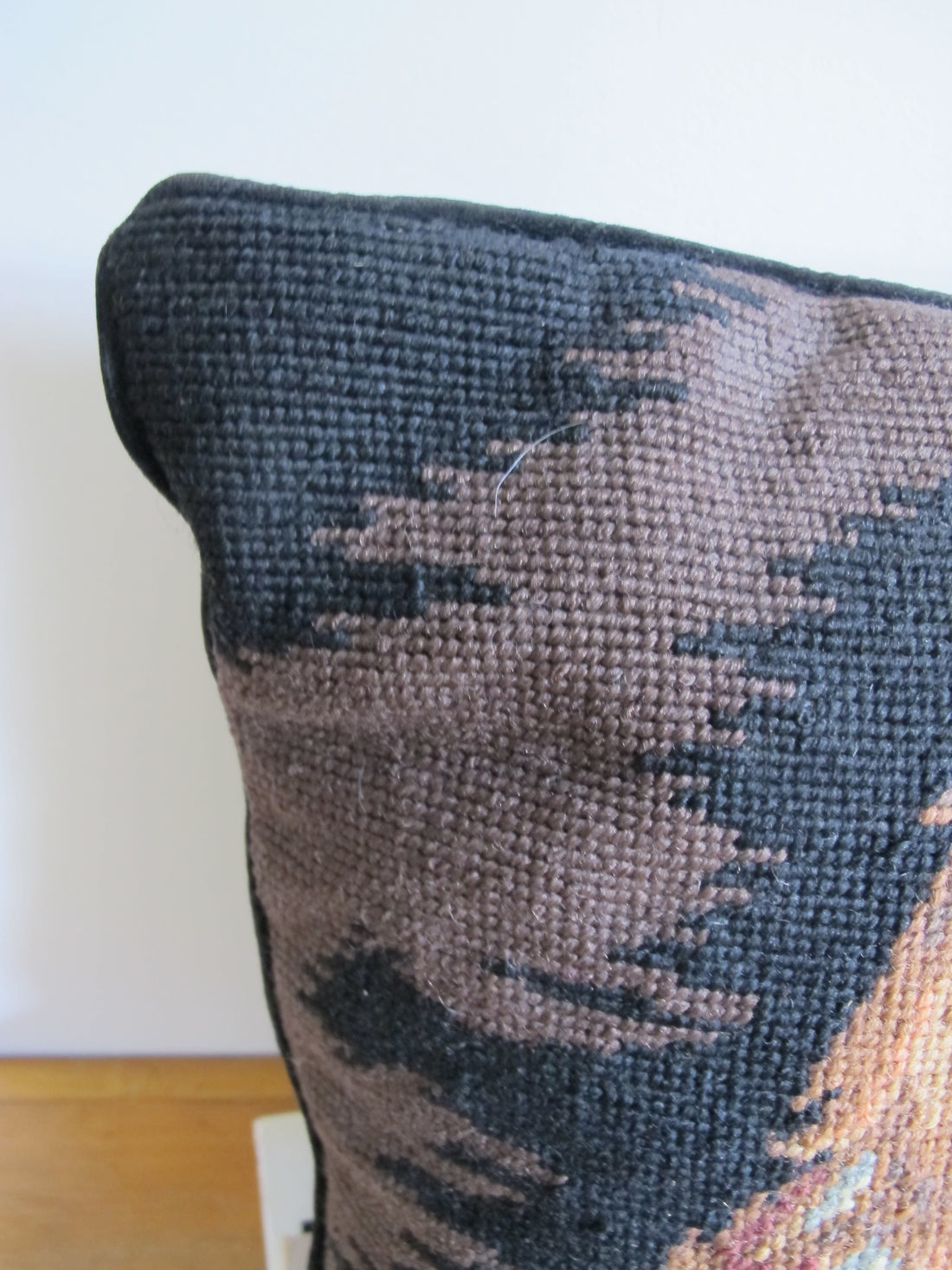 Embroidered Dog Pillow Spaniel Velvet Vintage Needlepoint Pillow