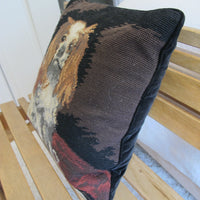 Embroidered Dog Pillow Spaniel Velvet Vintage Needlepoint Pillow