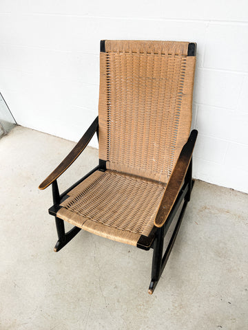 AFM Japan Midcentury Woven Rope Rocking Chair