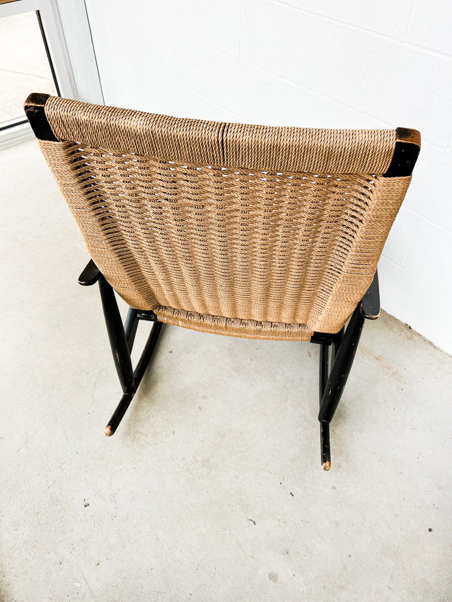 AFM Japan Midcentury Woven Rope Rocking Chair