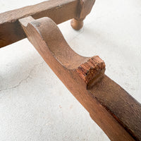 Primitive carved Wood Bench Stool