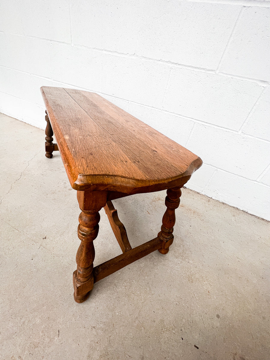 Primitive carved Wood Bench Stool