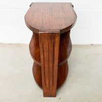 Art Deco Wood Side Table Shelf with Magazine Holder