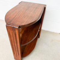 Art Deco Wood Side Table Shelf with Magazine Holder