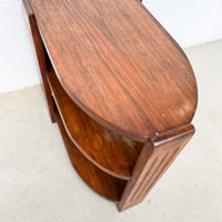 Art Deco Wood Side Table Shelf with Magazine Holder