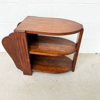 Art Deco Wood Side Table Shelf with Magazine Holder