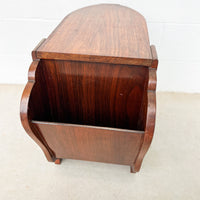 Art Deco Wood Side Table Shelf with Magazine Holder