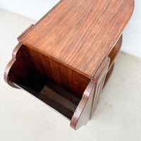 Art Deco Wood Side Table Shelf with Magazine Holder