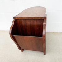 Art Deco Wood Side Table Shelf with Magazine Holder