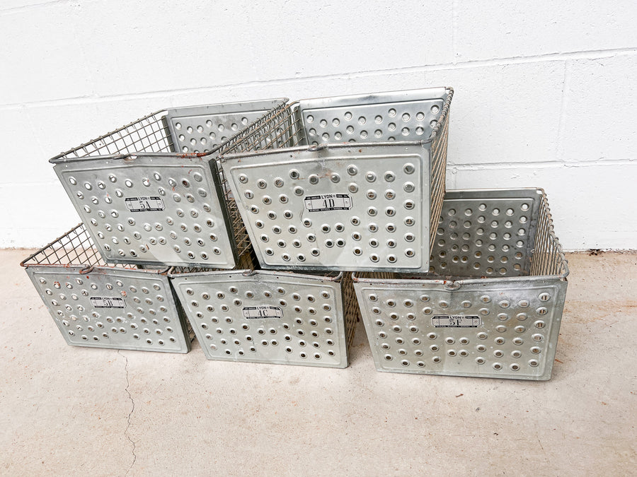 Lyon Metal Gym Locker Baskets Vintage Industrial Decor