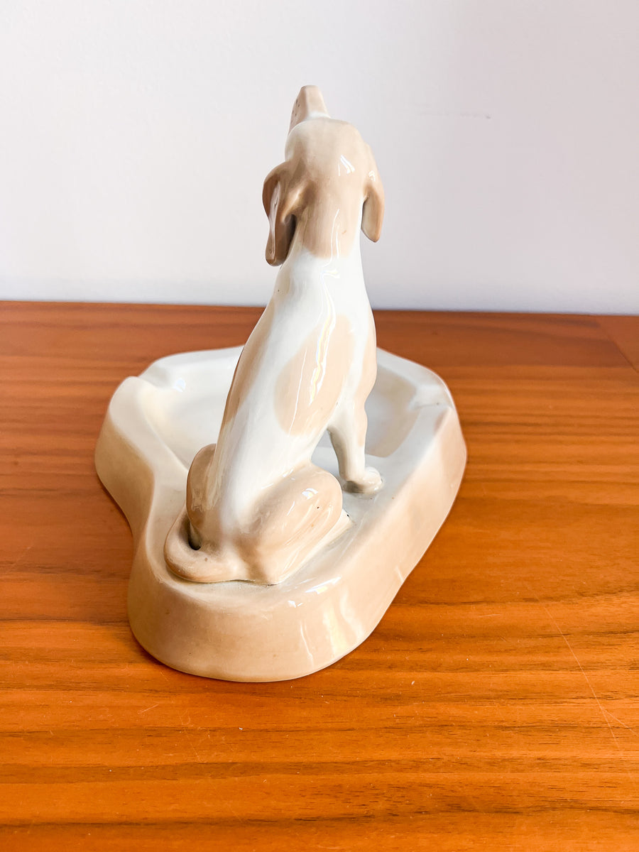 Dog Ashtray Porcelain Sculpture Figure