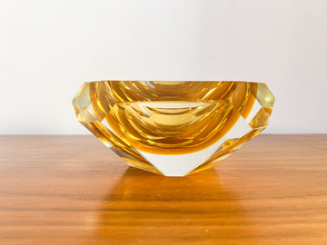 Murano Style Crystal Glass Ashtray Dish. italian Hand blow Glass