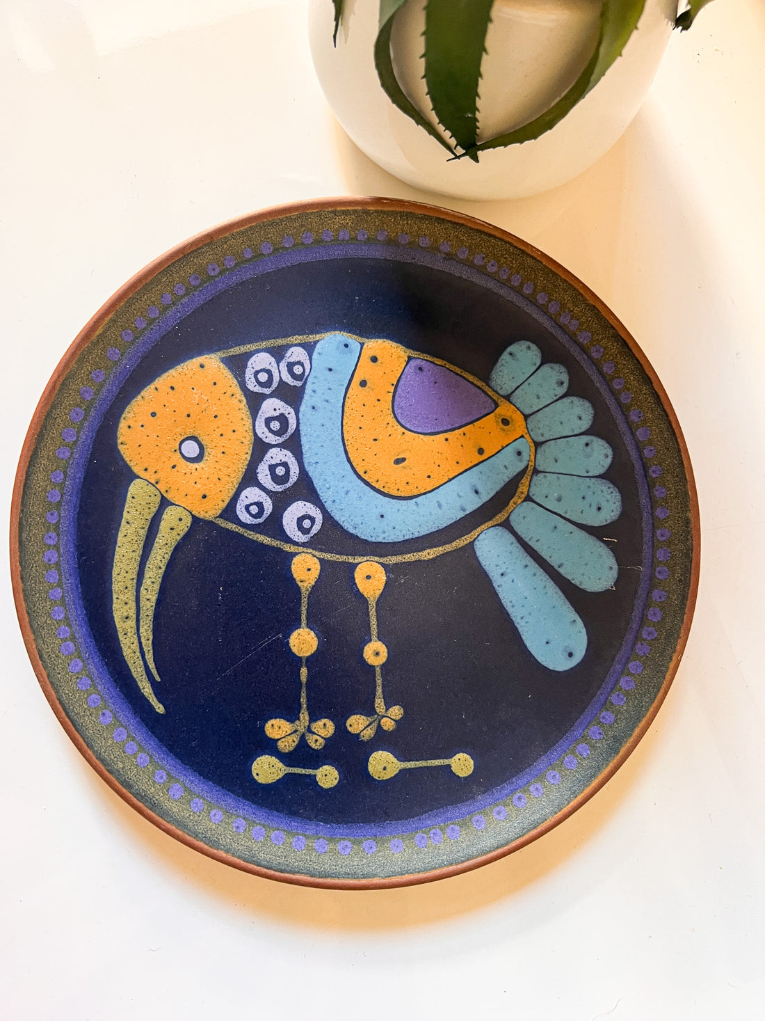 KMK Kupfermühle ceramic plate, Viola Hahn West German mid-century pottery