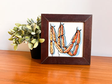 Sausage Link Tile Art with Wood Frame