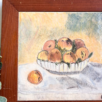 Still Life Bowl of Peaches tile art with wood Frame