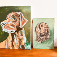 Original Dog Portrait pet panting spaniel shepard