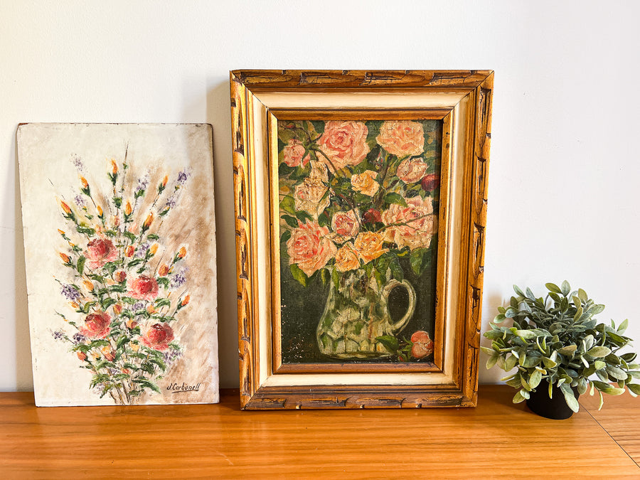 Vintage Floral Boquet Still Life Canvas Paintings (Sold Individually)