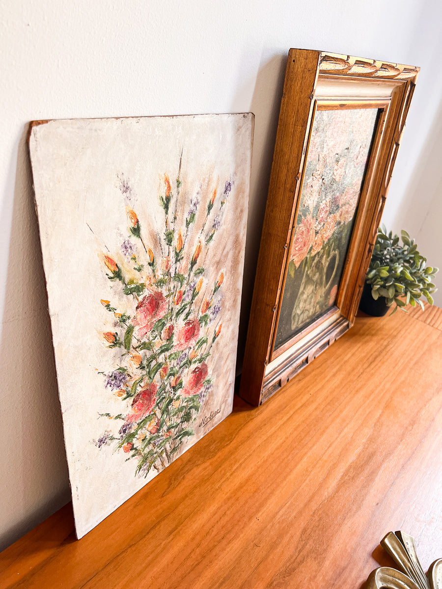 Vintage Floral Boquet Still Life Canvas Paintings (Sold Individually)