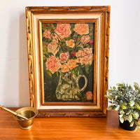 Antique gold framed moody flower arrangement still life 1934 signed