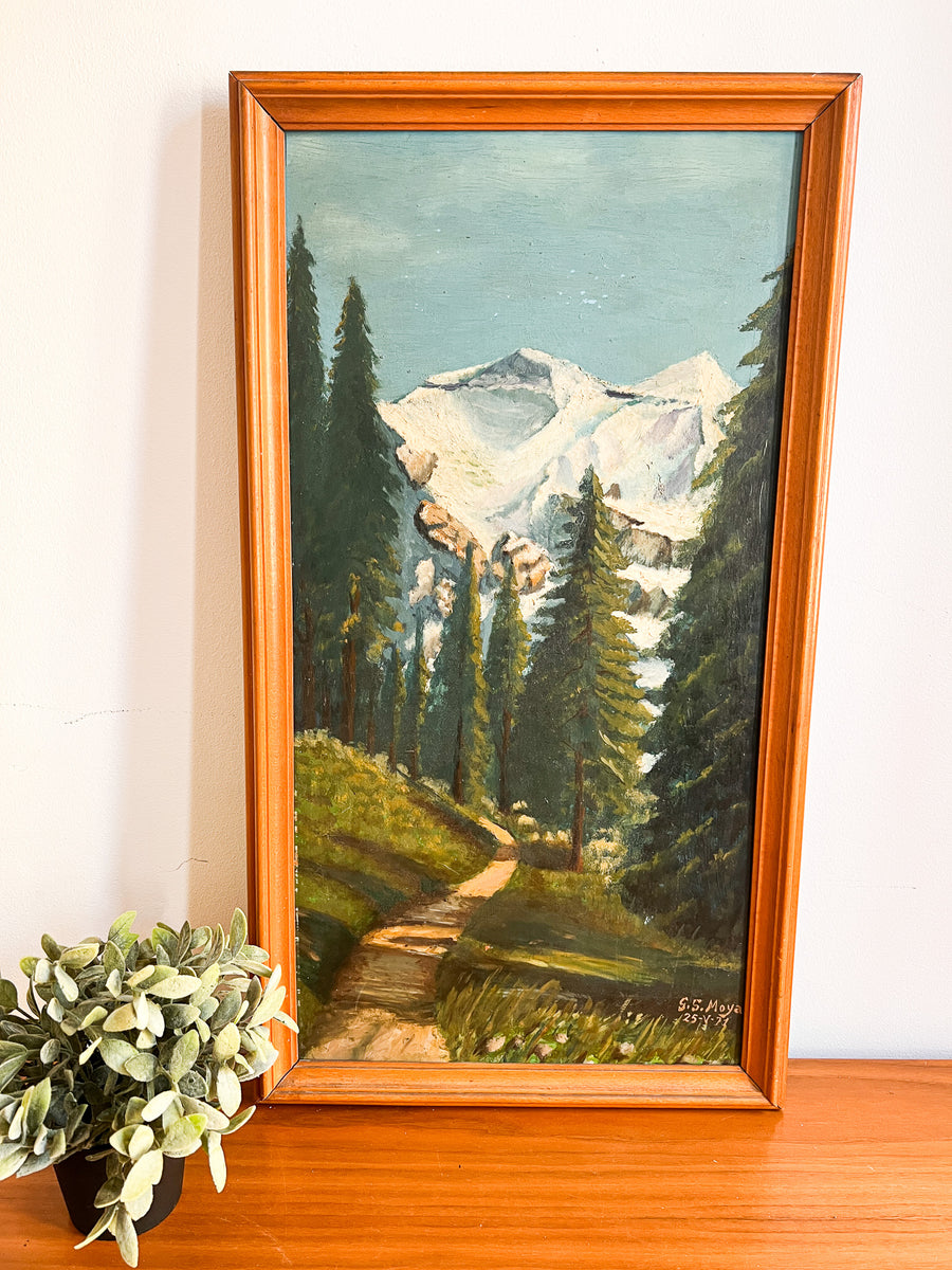 Vertical mountainscape SS Moya Framed and signed