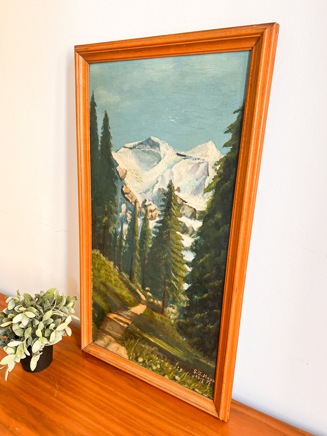 Vertical mountainscape SS Moya Framed and signed