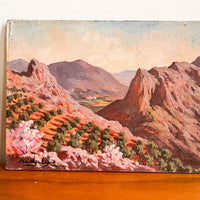 Signed Hidalgo Spanish Desert Hill Painting on Wood