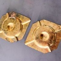 Solid Vintage Thin Etched Hammered Brass Ashtray (2 available)