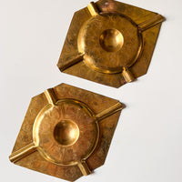 Solid Vintage Thin Etched Hammered Brass Ashtray (2 available)