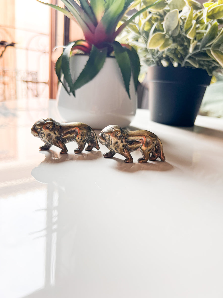 Mini Brass Lions Statues Sculptures