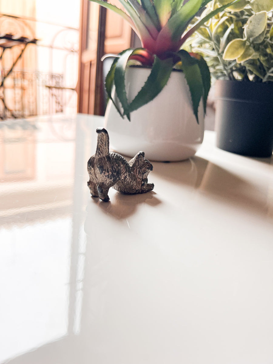Mini Cast Metal Cat Statue Sculpture