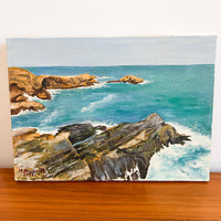 1991 by M pattares ocean european Coastline Painting on Canvas unframed