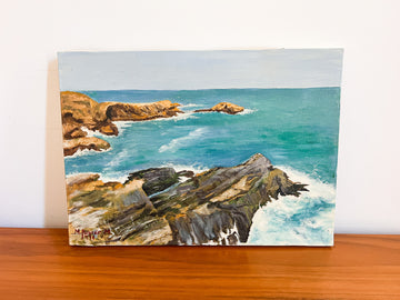 1991 by M pattares ocean european Coastline Painting on Canvas unframed
